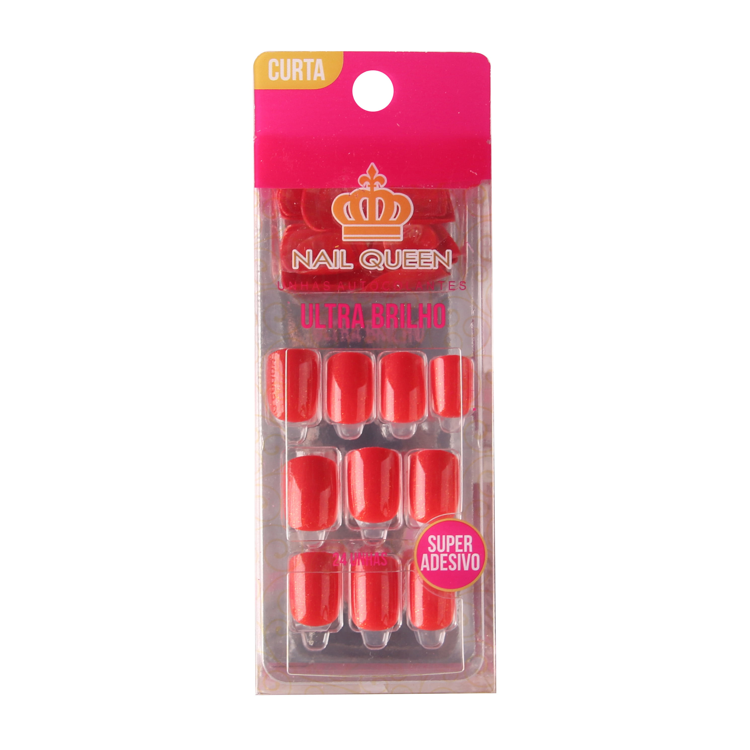 Unha Autocolante Rubi Vermelho Ultra Brilho - Nail Queen